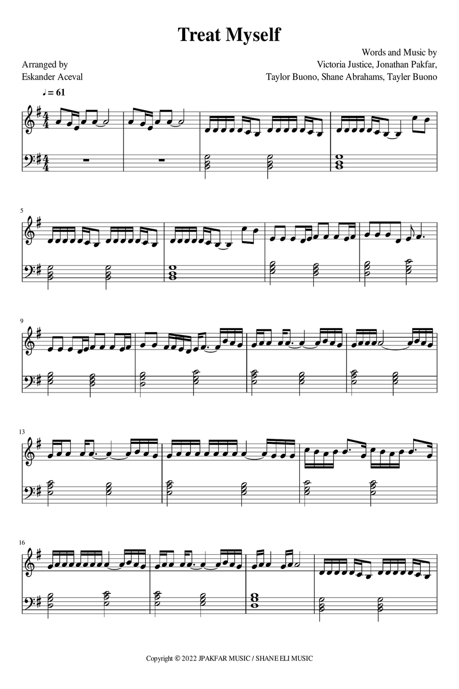 Treat Myself Easy Piano scores gallery preview page 1
