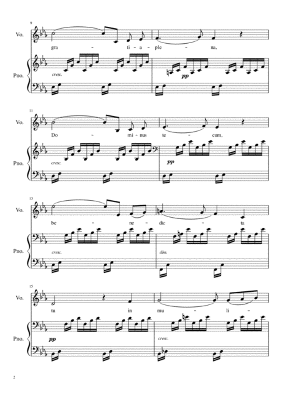 Ave Maria - Eb Major Voice Solo scores gallery preview page 3