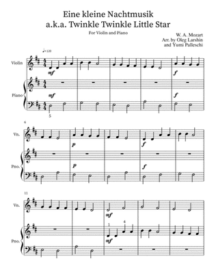 Twinkle Twinkle Little Start a.k.a. Eine Kleine Nachtmusik (Easy Violin and Piano Duet)
