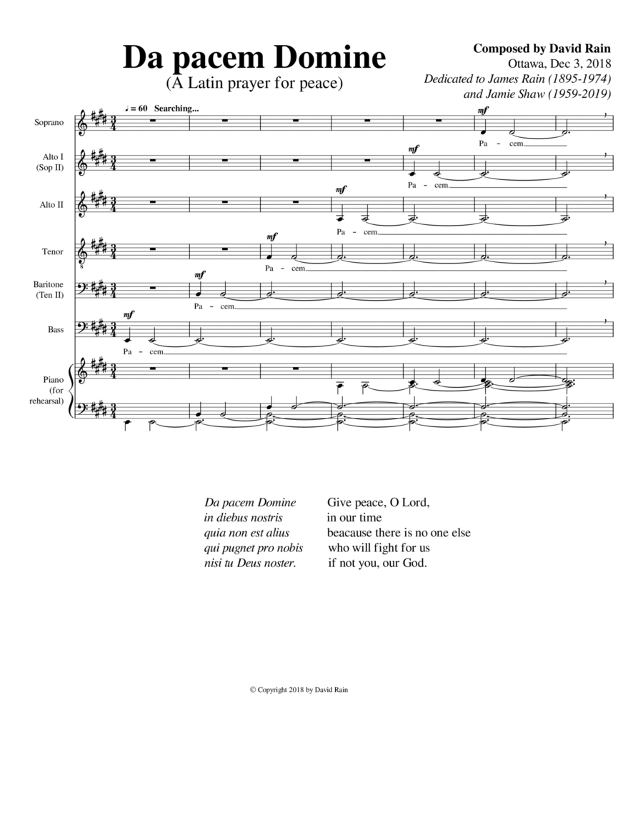 Da pacem Domine Divisi scores gallery preview page 1