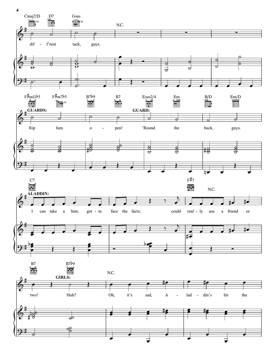 One Jump Ahead (from Disney's Aladdin) Piano, Vocal, Guitar scores gallery preview page 4