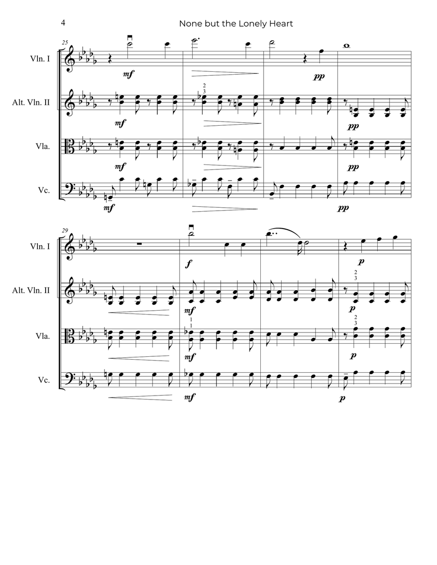 Tchaikovsky: None but the Lonely Heart - String Trio, or 2 Violins and Cello String Trio scores gallery preview page 5