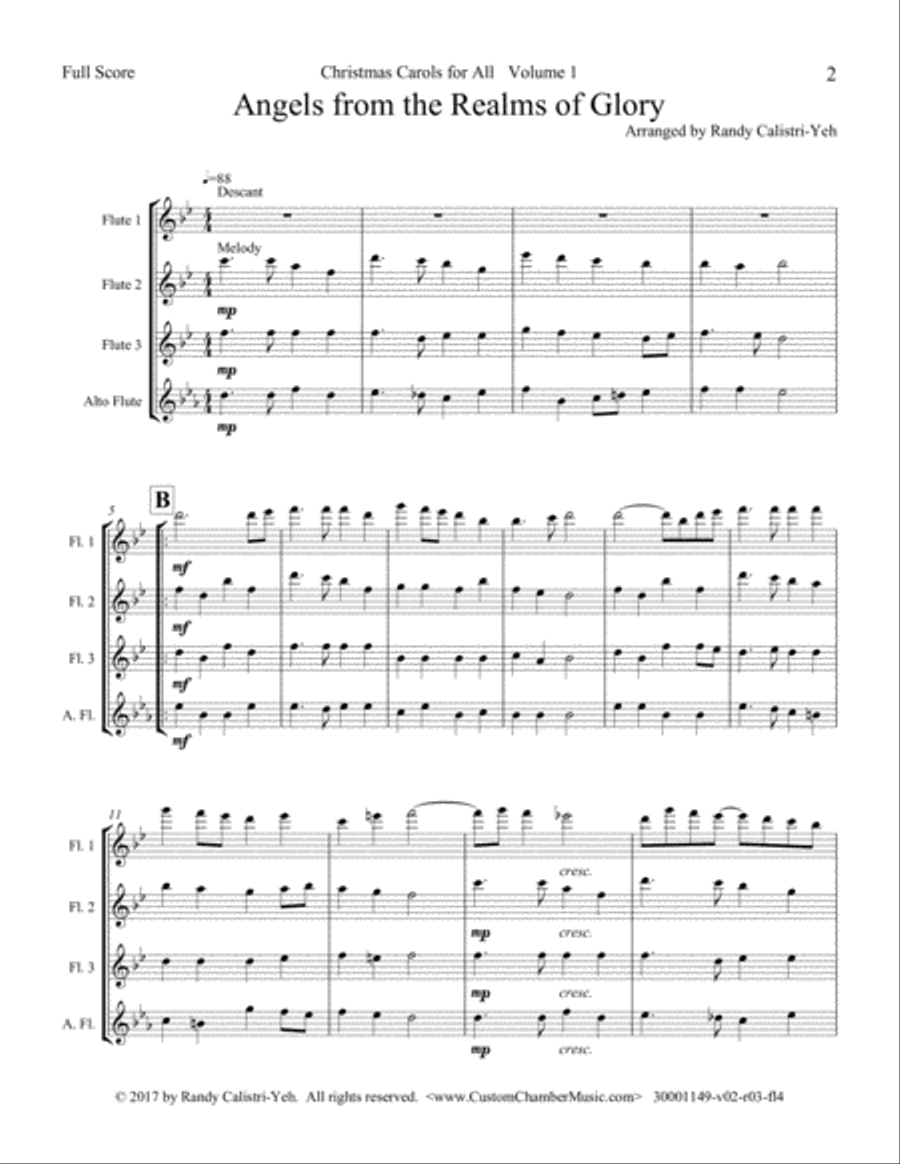 Christmas Carols for All, Volume 1 (for Flute Quartet) Flute Quartet scores gallery preview page 6