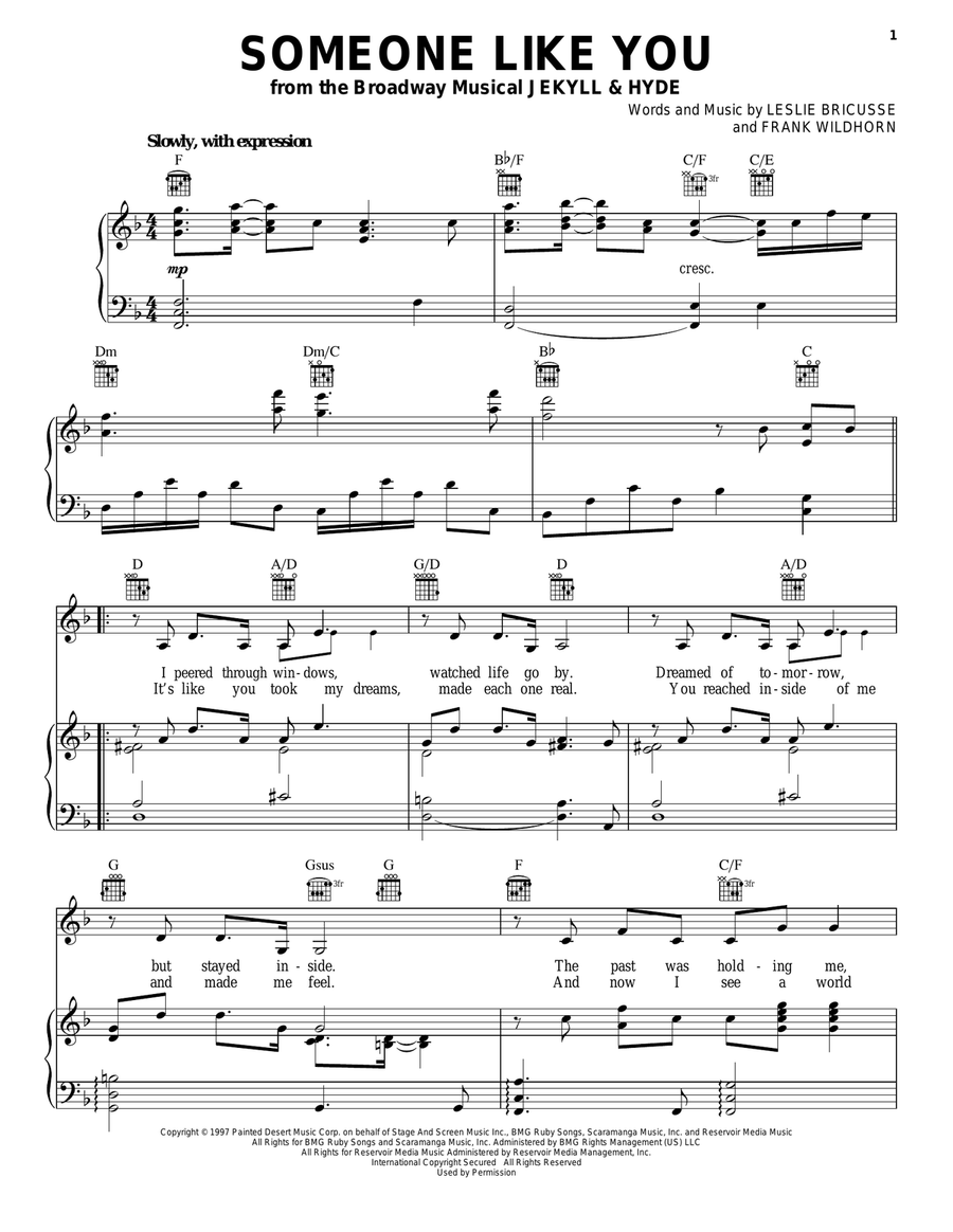 Someone Like You Someone Like You Piano, Vocal, Guitar scores gallery preview page 1