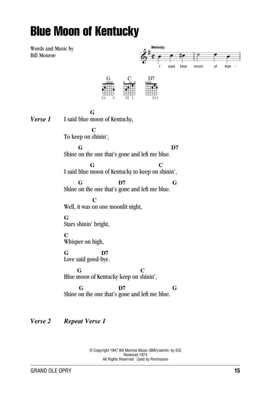 Blue Moon Of Kentucky Electric Guitar scores gallery preview page 1