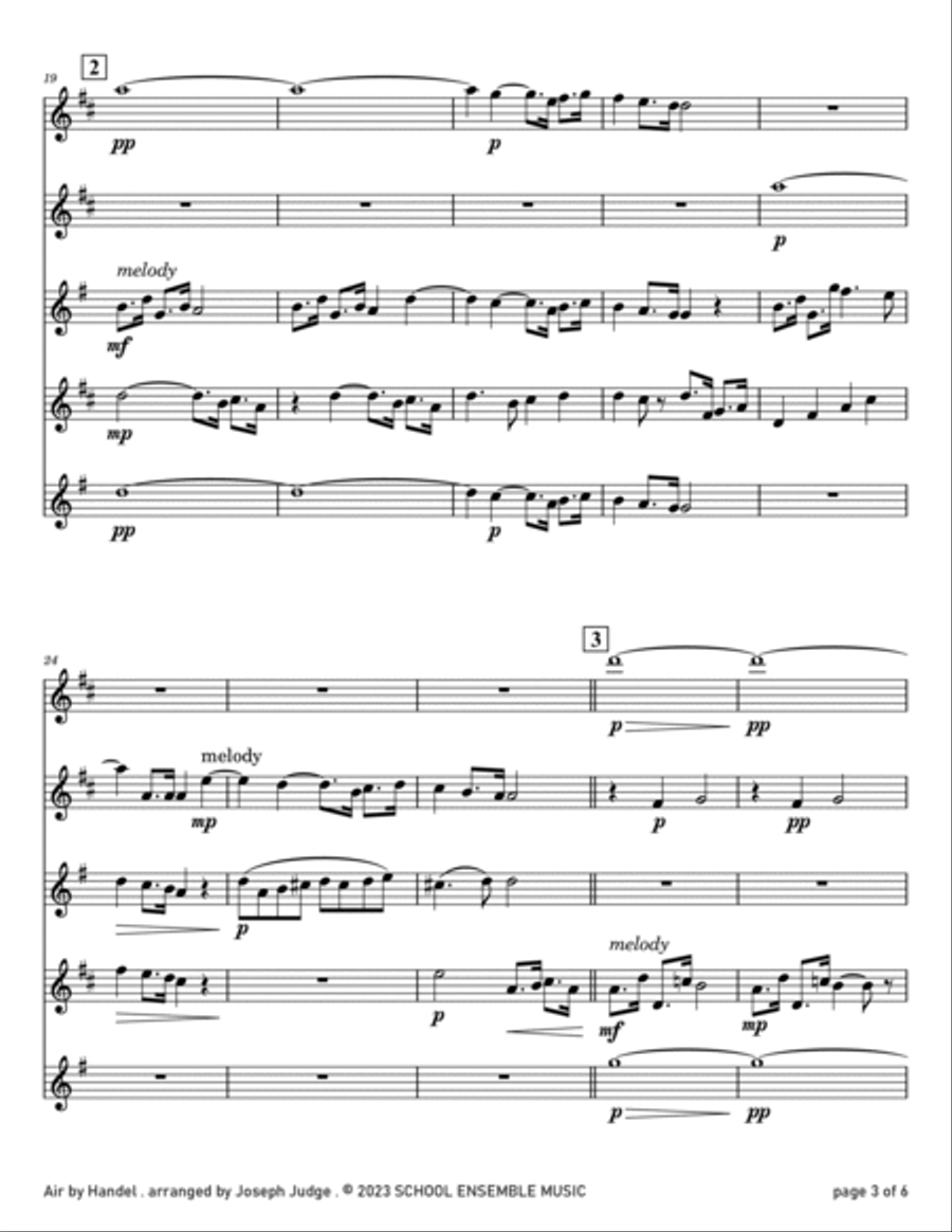 Air by Handel for Saxophone Quartet in Schools Saxophone Quartet scores gallery preview page 3