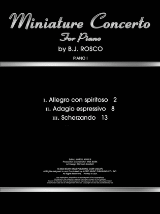 Book cover for Miniature Concerto - Piano Duo (2 Pianos, 4 Hands)