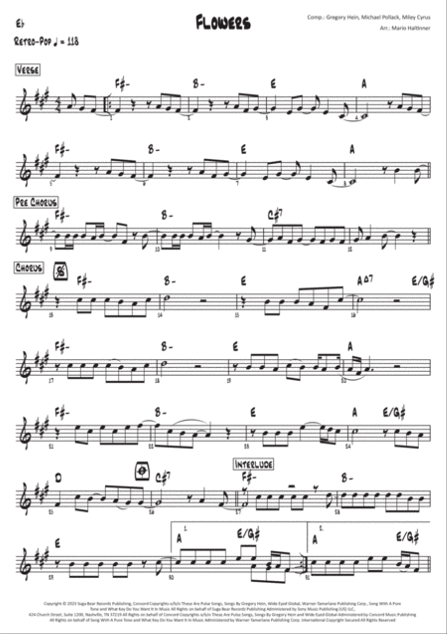 Flowers Tenor Saxophone scores gallery preview page 4