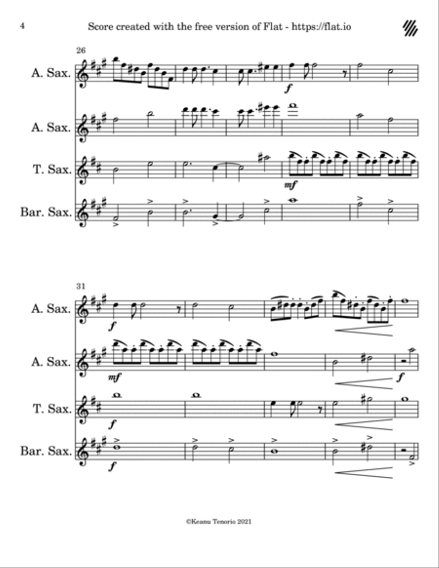 Morning Star Saxophone Quartet scores gallery preview page 4