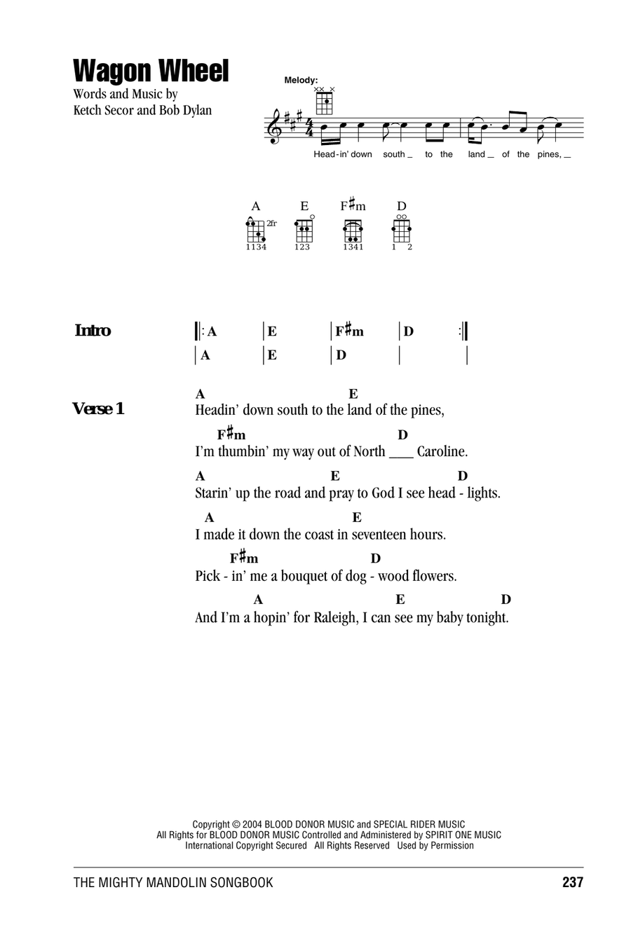 Wagon Wheel Mandolin scores gallery preview page 1