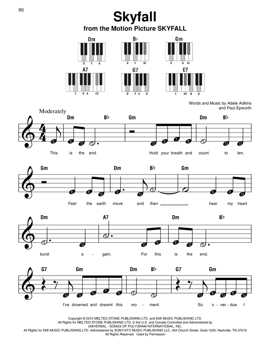 Skyfall Easy Piano scores gallery preview page 1