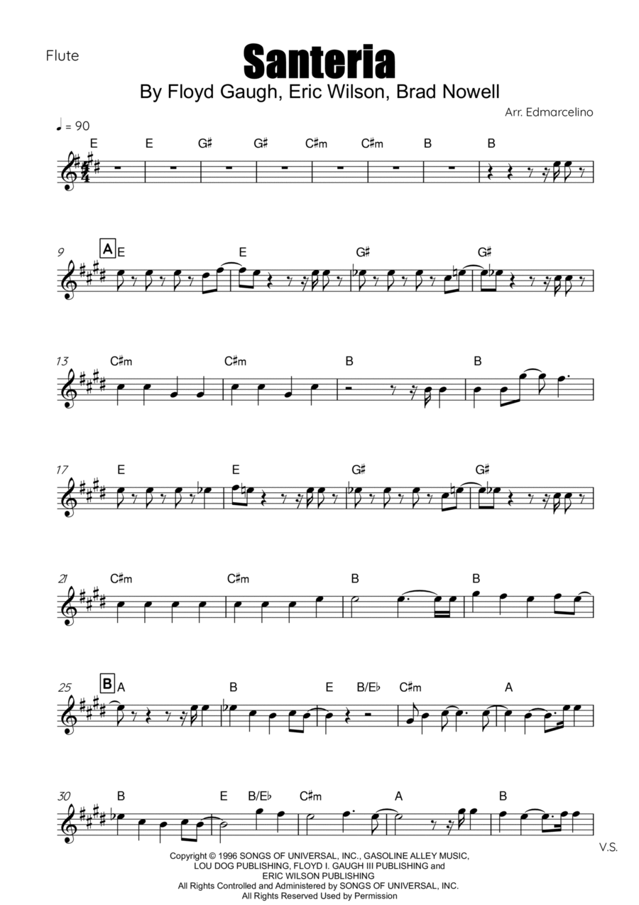 Santeria Flute Solo scores gallery preview page 1