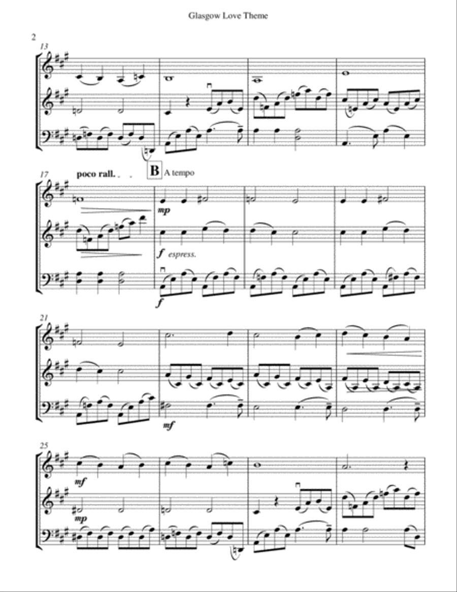 Glasgow Love Theme String Trio scores gallery preview page 3