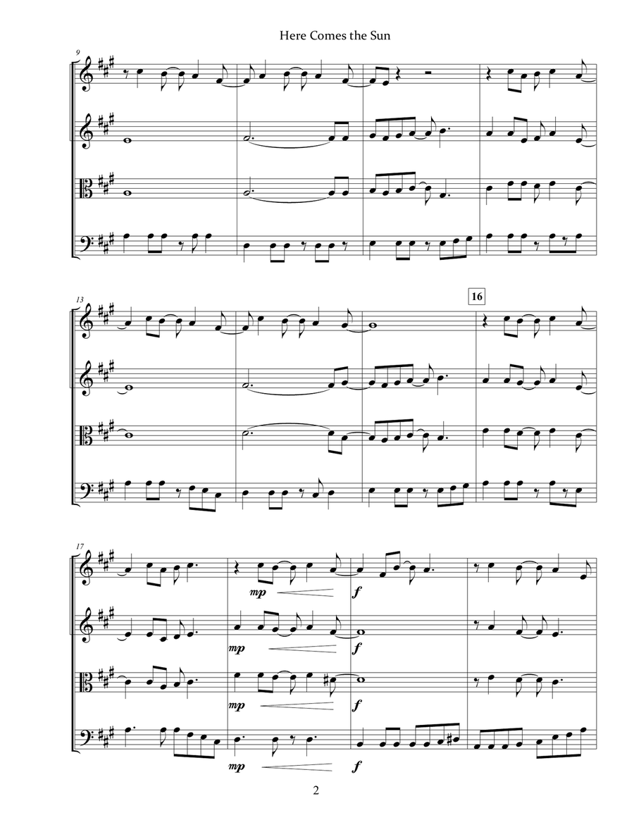 Here Comes The Sun String Quartet scores gallery preview page 4