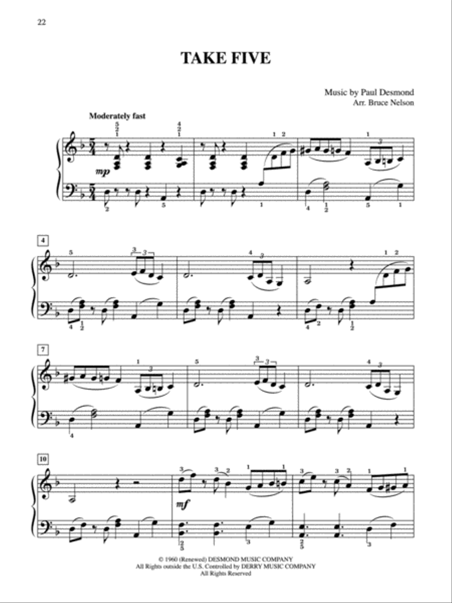 Time Out -- The Dave Brubeck Quartet Easy Piano scores gallery preview page 4