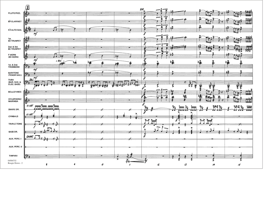 Boogie Down - Conductor Score (Full Score) Marching Band scores gallery preview page 2