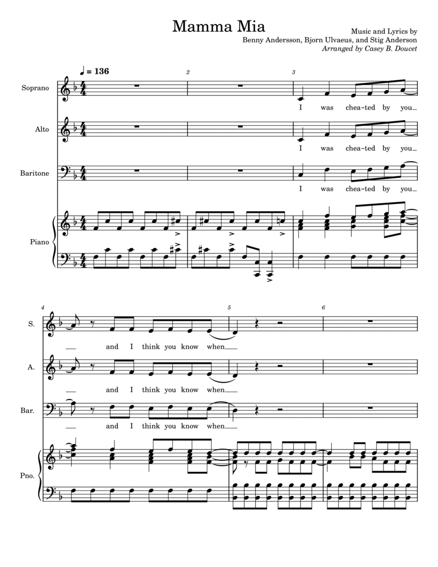 Mamma Mia 3-Part scores gallery preview page 1