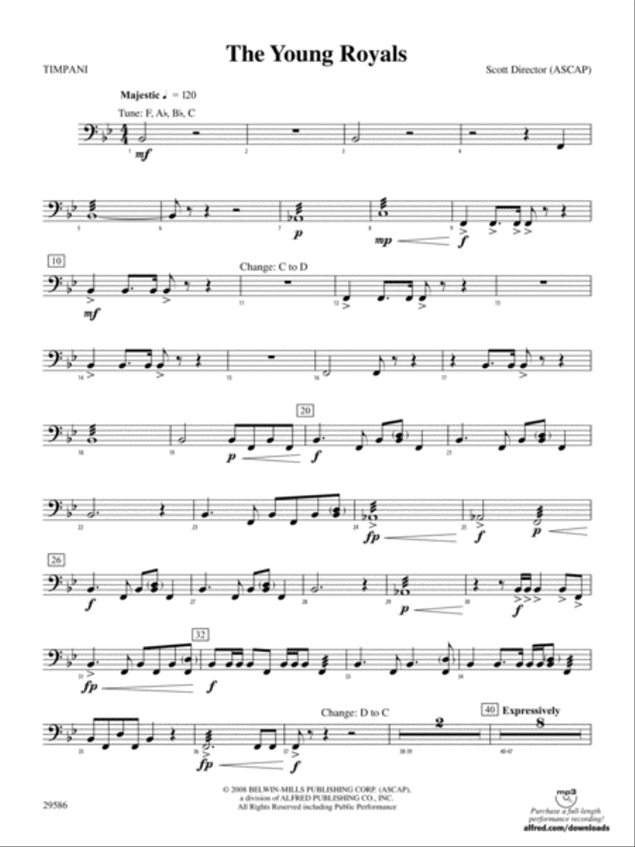 The Young Royals: Timpani Concert Band scores gallery preview page 1