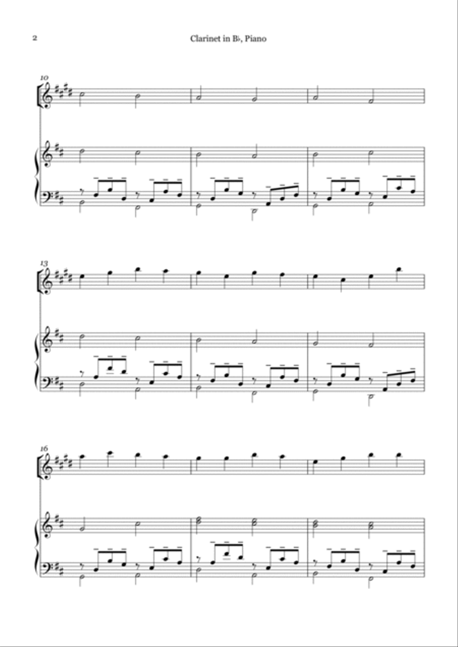 Canon in D For Clarinet in Bb And Piano Small Ensemble scores gallery preview page 2