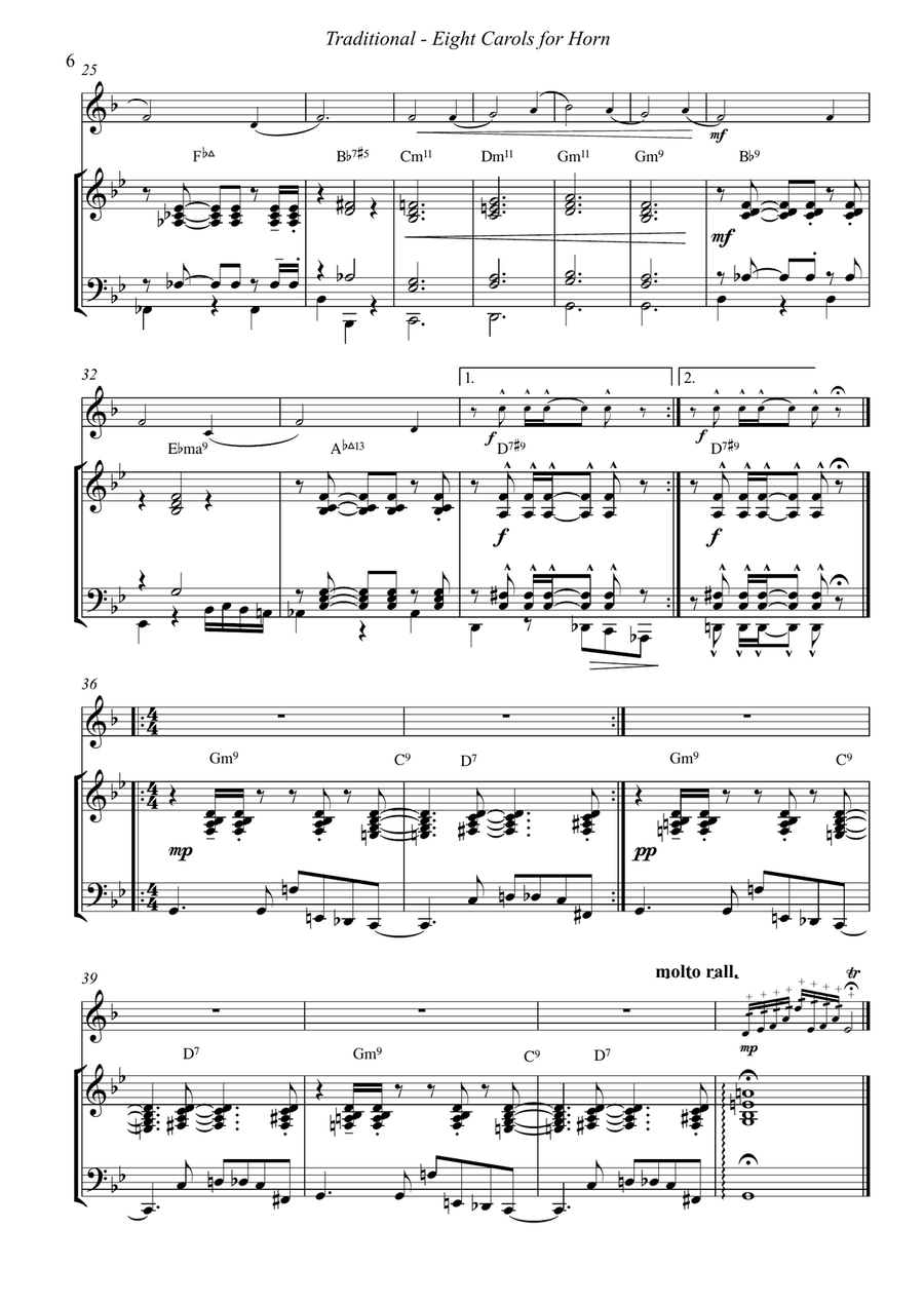 Eight Christmas Carols for French Horn and Piano Piano scores gallery preview page 5