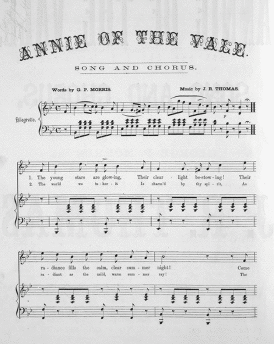 Annie of the Vale. Song and Chorus
