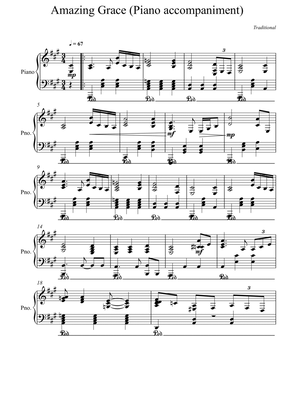 Amazing_Grace_Piano accompaniment - A Major key