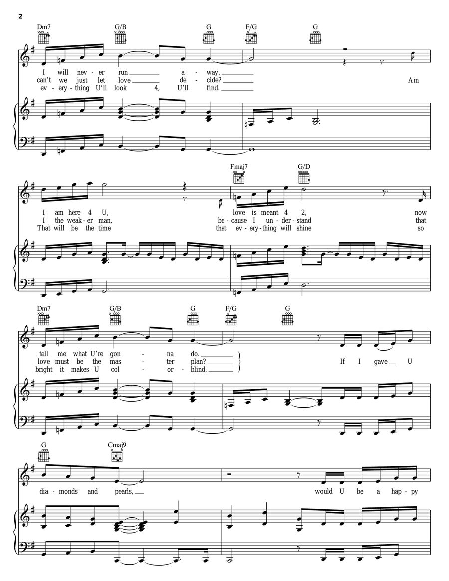 Diamonds And Pearls Piano, Vocal, Guitar scores gallery preview page 2