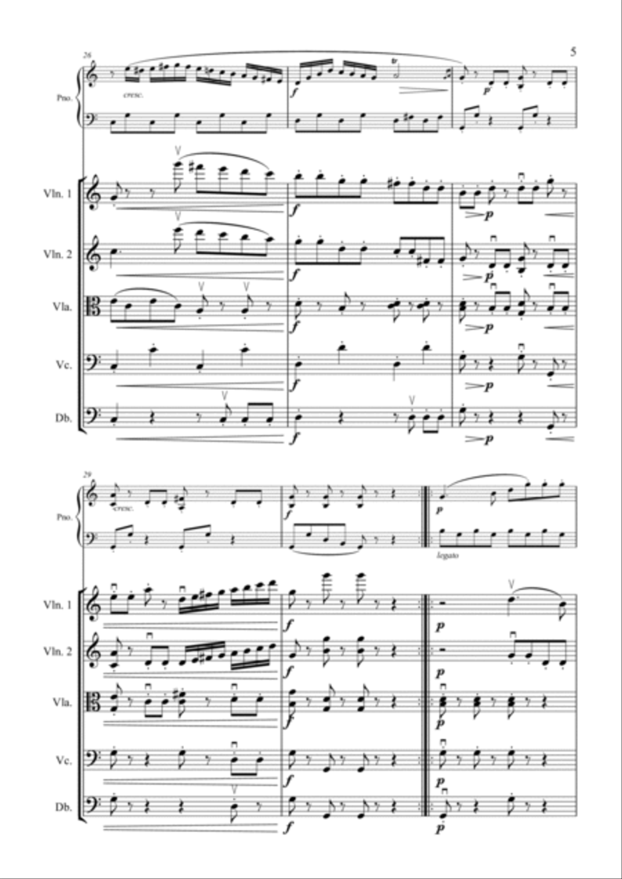 Clementi - Sonatina in C Op.36 No.3 1st Mvt - Piano & String Quartet/Orch Piano Quintet scores gallery preview page 5