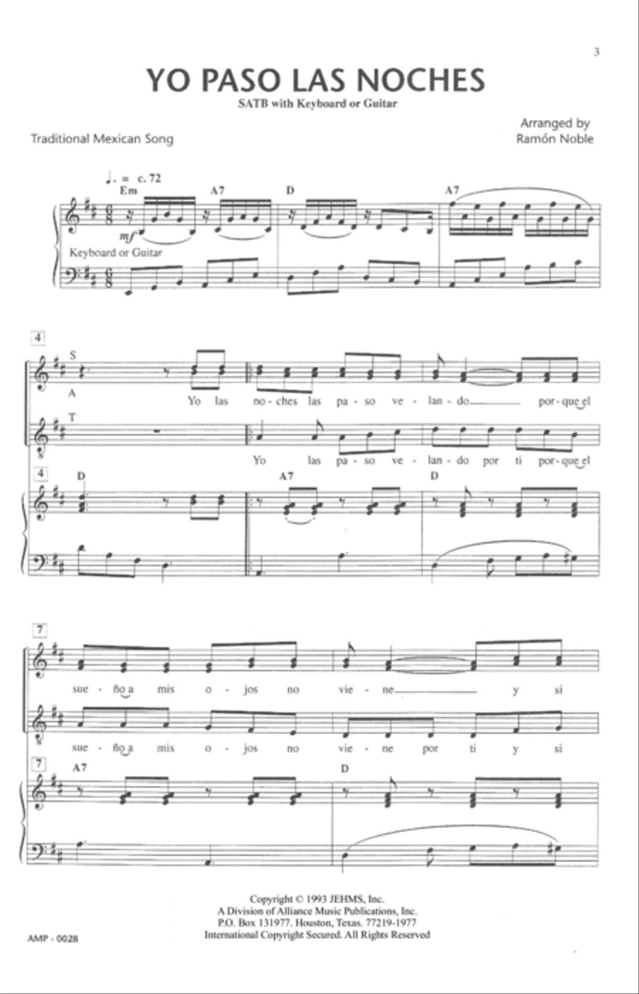 Yo Paso Las Noches Yo Paso Las Noches 4-Part scores gallery preview page 2