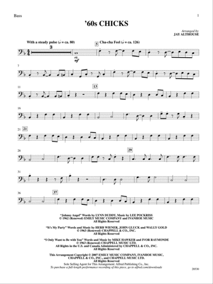 '60s Chicks (A Medley): String Bass Double Bass scores gallery preview page 1