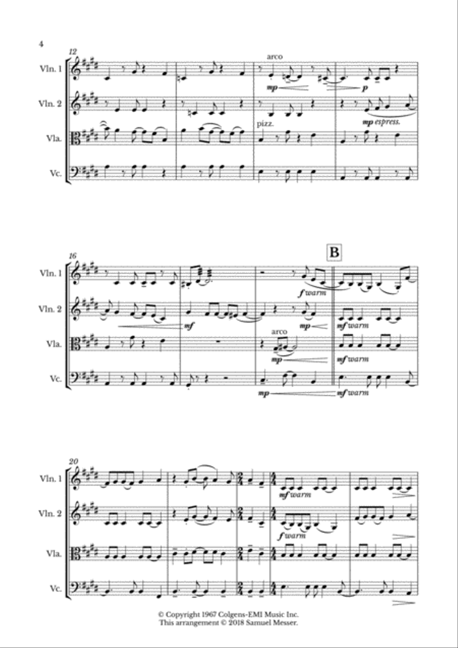 The Look of Love (String Quartet) String Quartet scores gallery preview page 4