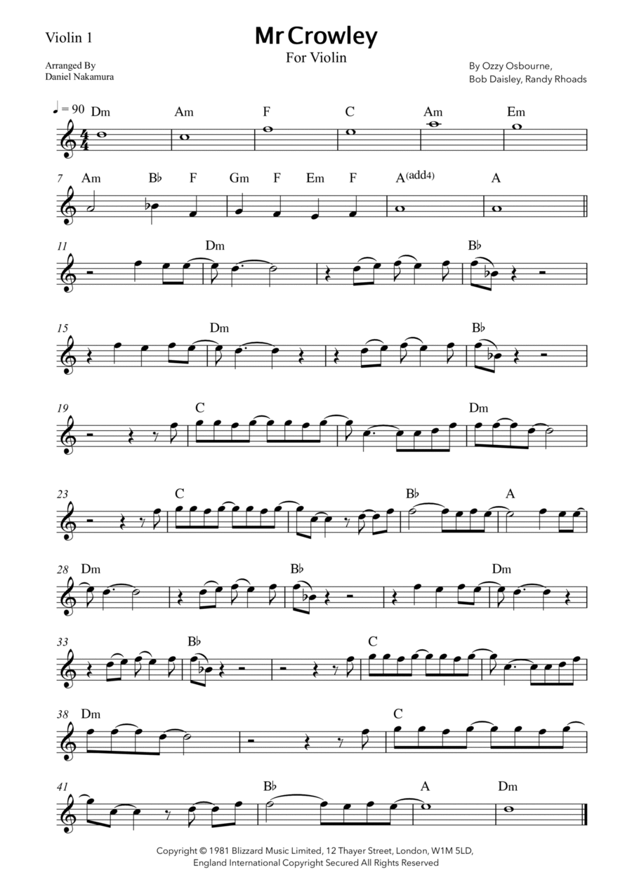 Mr. Crowley Violin Solo scores gallery preview page 1
