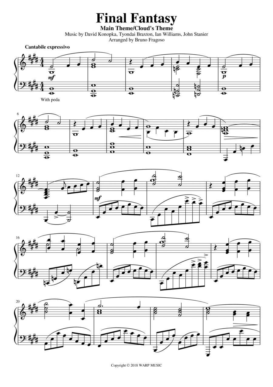 Fantasy Vii Piano Solo scores gallery preview page 1