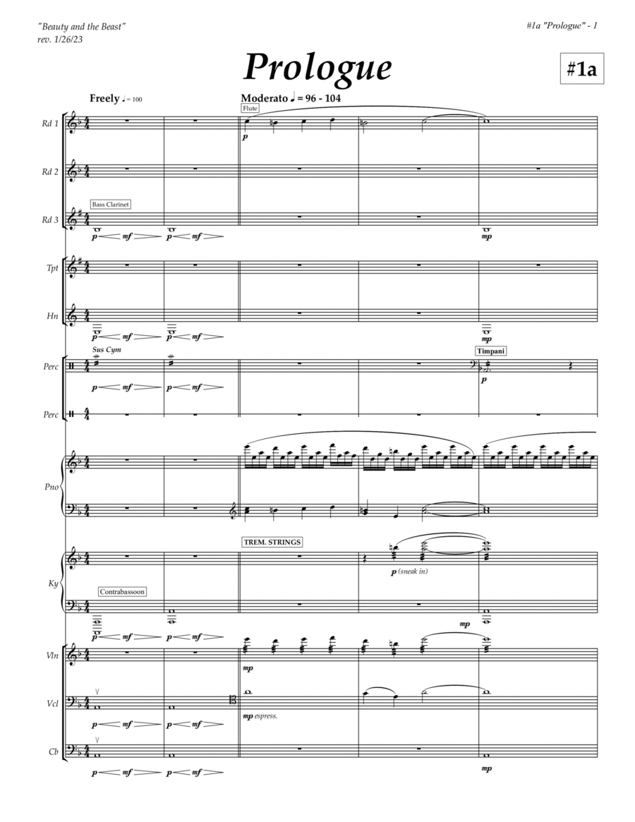 Beauty And The Beast Prologue - Score Only Full Orchestra scores gallery preview page 1