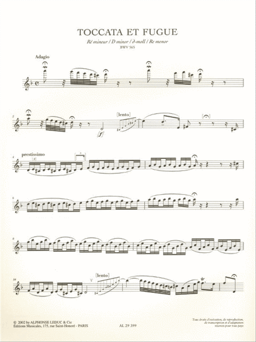Toccata And Fugue Bwv 565 Chromatic Fantasy 903 Flute Solo scores gallery preview page 2