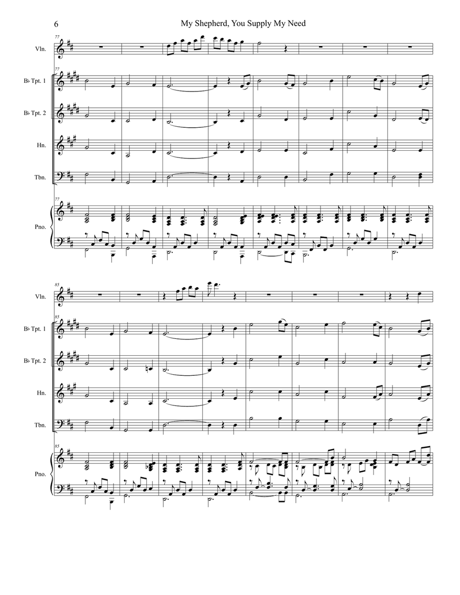 My Shepherd, You Supply My Need (for Brass Quartet and Piano) Brass Quartet scores gallery preview page 6