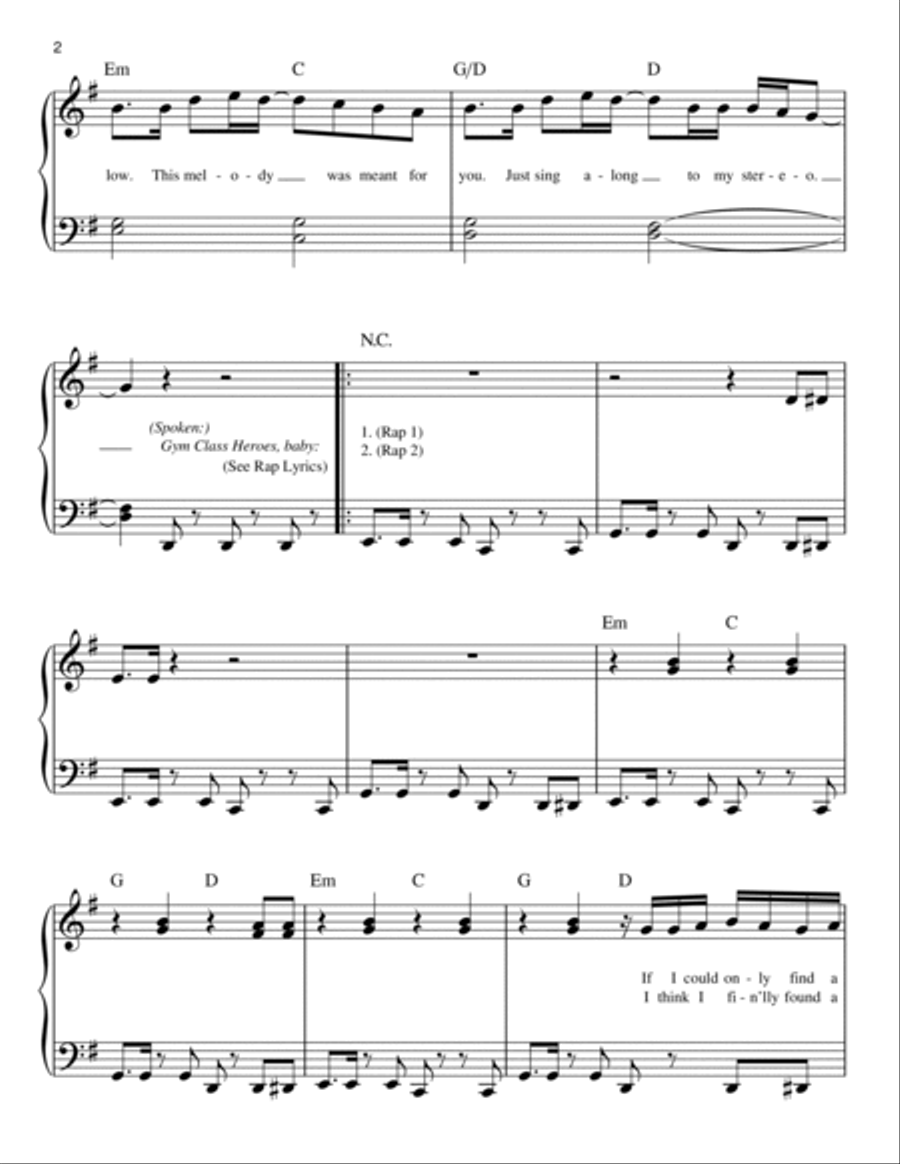 Stereo Hearts (feat. Adam Levine) Easy Piano scores gallery preview page 2