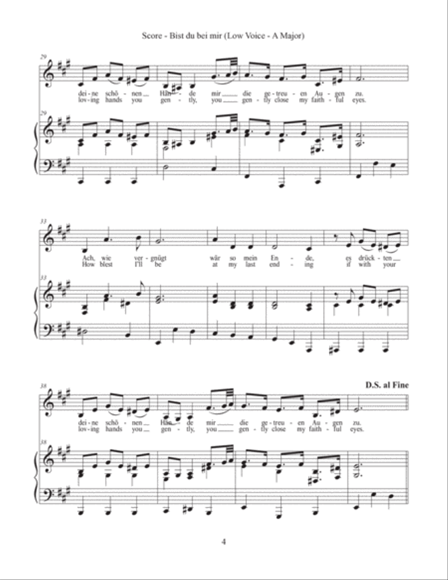 Bist du bei mir (Low Voice and Keyboard with Optional Instruments) Low Voice scores gallery preview page 4