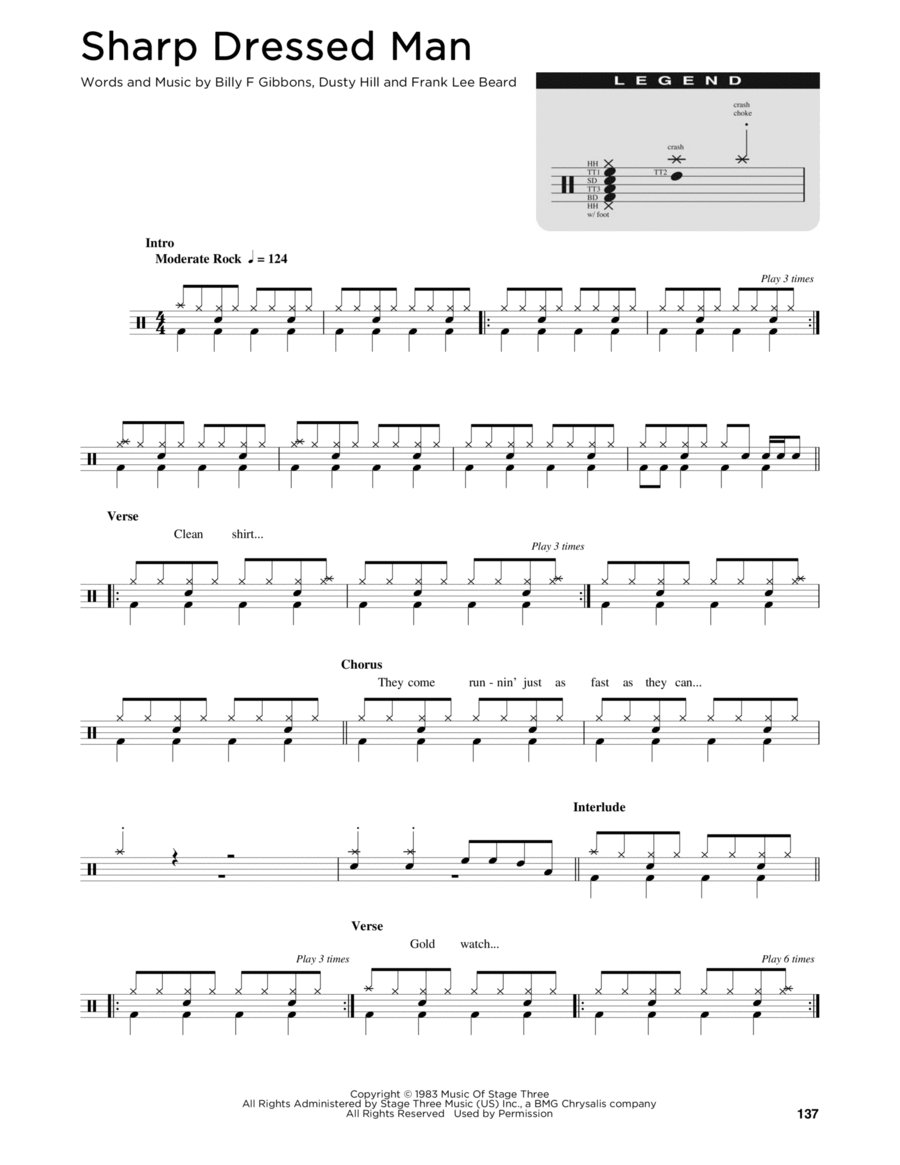 Sharp Dressed Man Sharp Dressed Man Drum Set scores gallery preview page 1