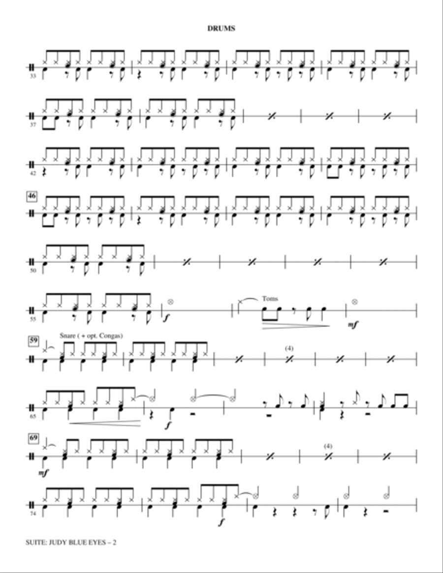 Suite: Judy Blue Eyes (arr. Mark Brymer) - Drums Choir scores gallery preview page 2