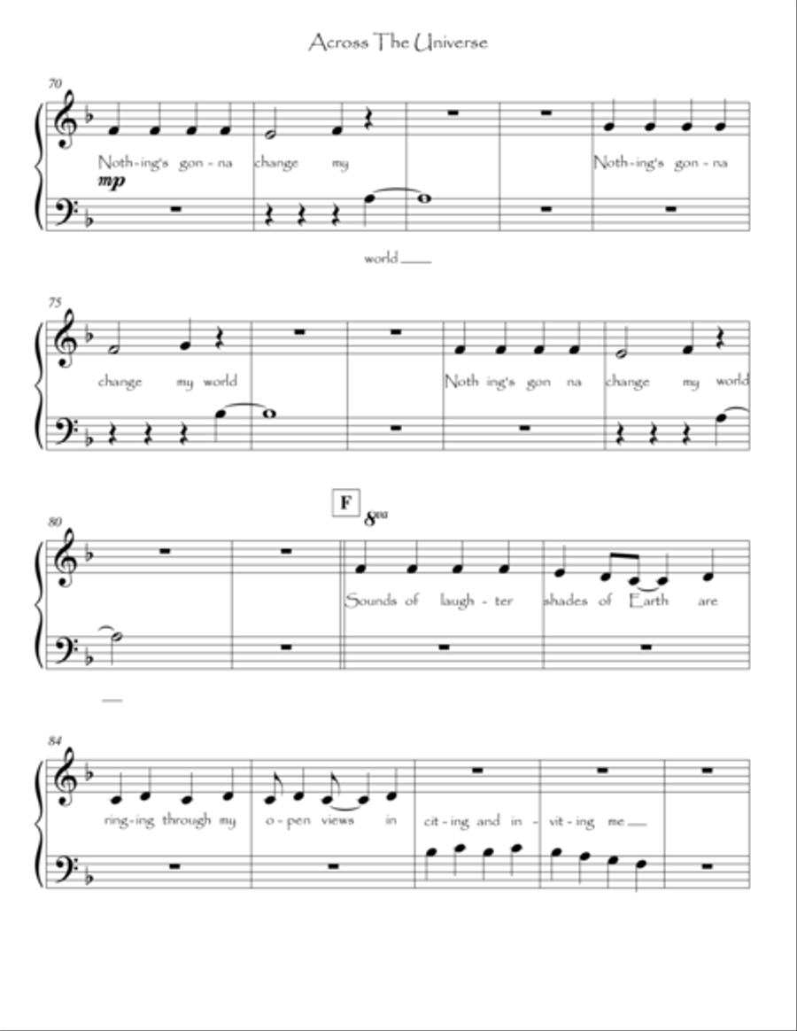 Across The Universe Easy Piano scores gallery preview page 6