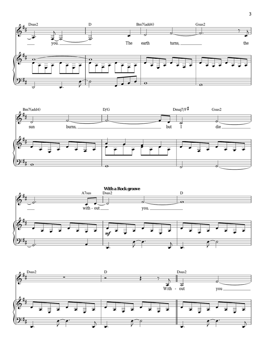 Without You Without You Piano, Vocal scores gallery preview page 3