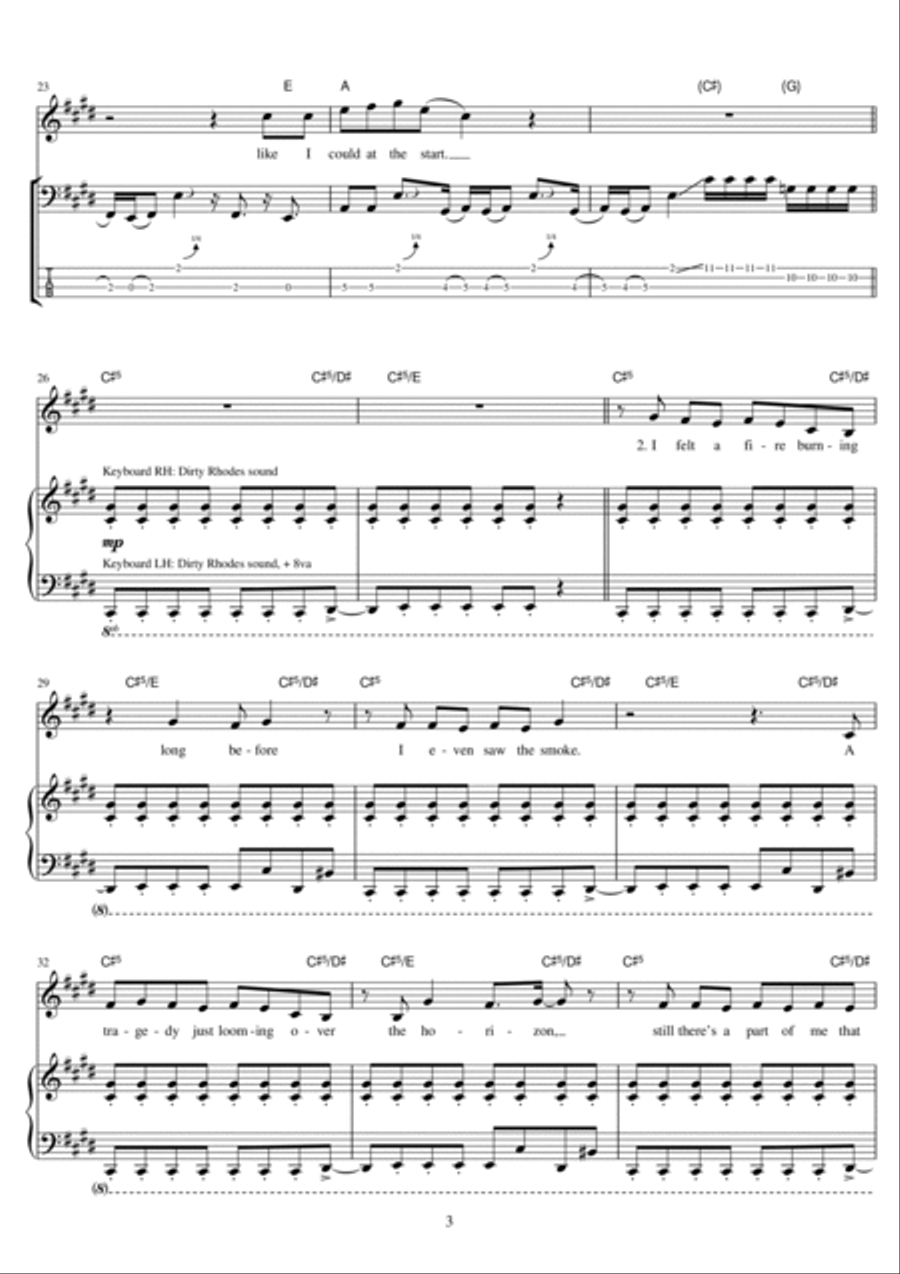 Hole In Your Heart Guitar Tablature scores gallery preview page 3