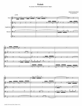 Prelude 23 from Well-Tempered Clavier, Book 1 (Double Reed Quintet)