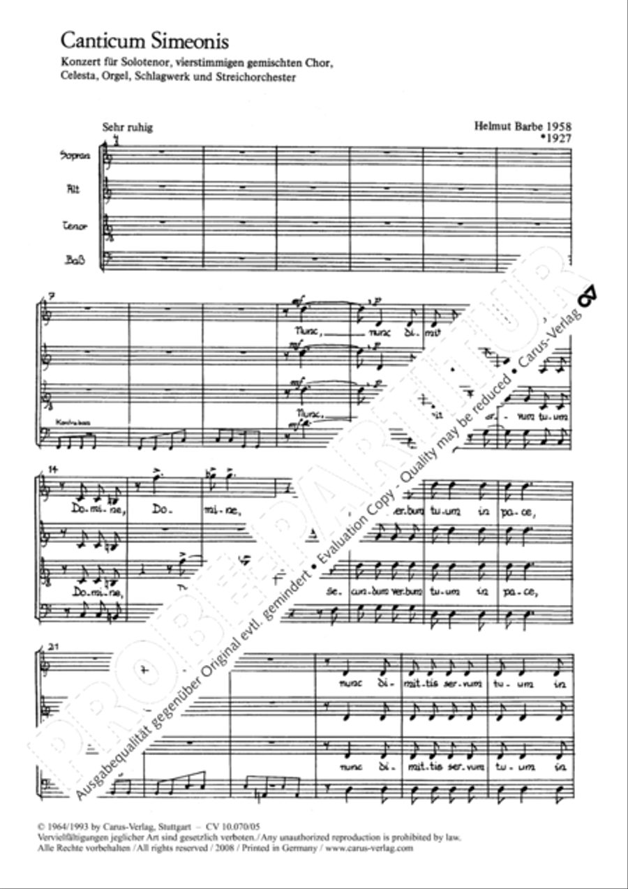 Canticum Simeonis (Der Lobgesang des Simeon) 4-Part scores gallery preview page 4