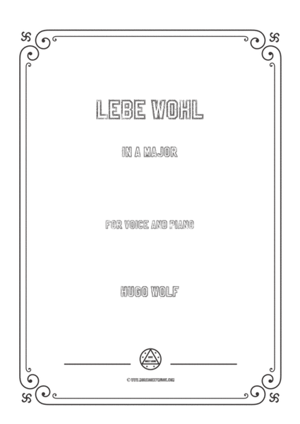 Wolf-Lebe wohl in A Major，for voice and piano image number null