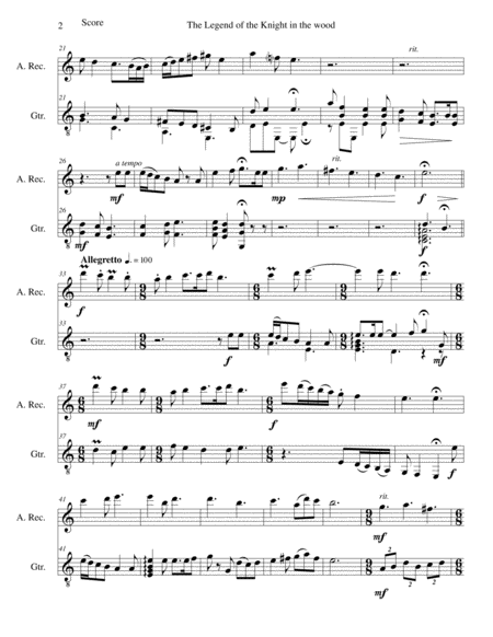 The legend of the knight in the wood for alto recorder and guitar image number null