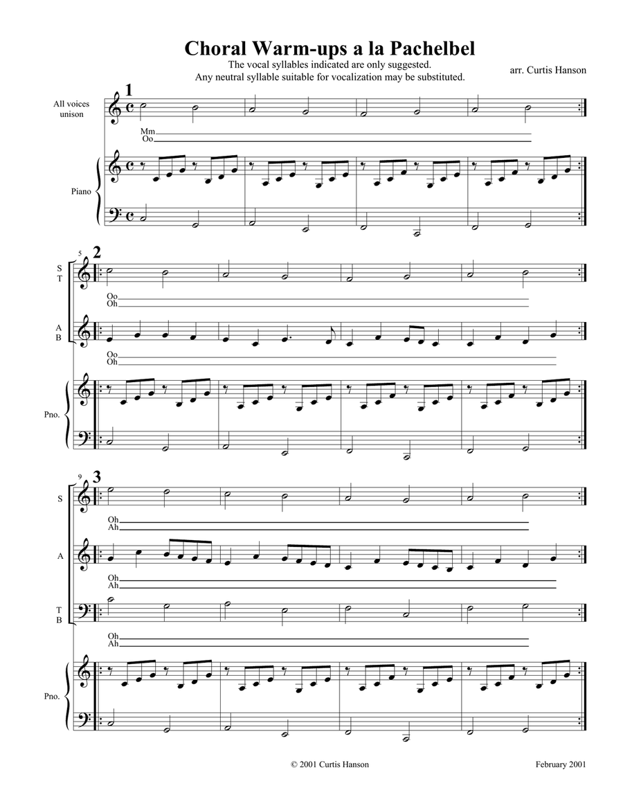Choral Warm-ups a la Pachelbel (SATB) 4-Part scores gallery preview page 1