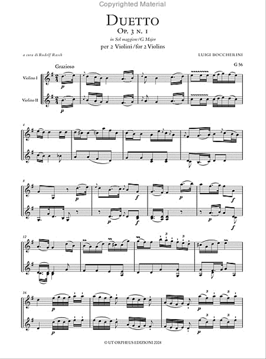 Duetto Op. 3 No. 1 (G 56) in G Major for 2 Violins String Duet scores gallery preview page 2