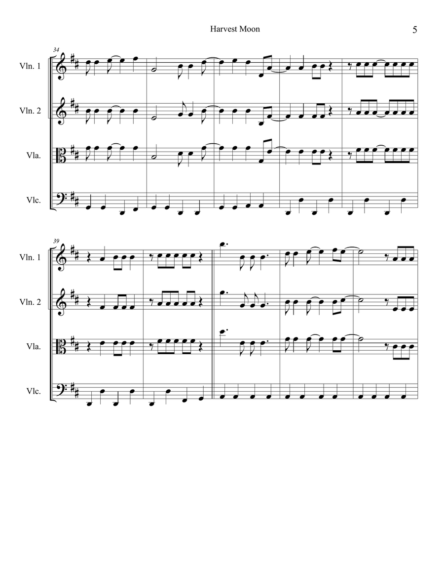 Harvest Moon String Quartet scores gallery preview page 5